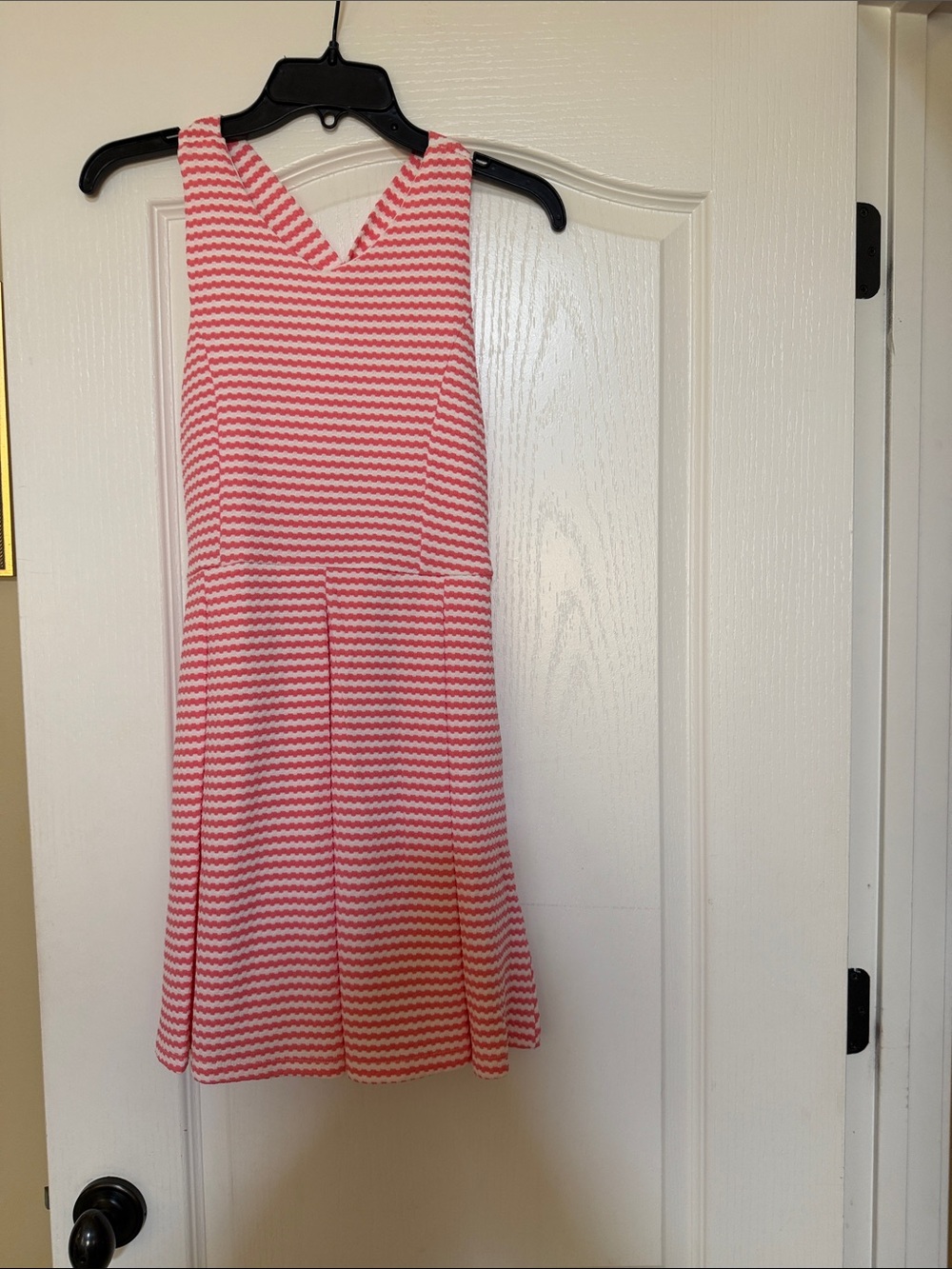 NWT Ava & Yelly Coral and White Chevron Fit & Flare Dress